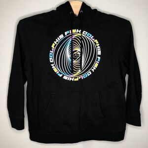 Pink+Dolphin‎ Adult Unisex 3XL Black Graphic Print Pullover Hoodied Sweatshirt